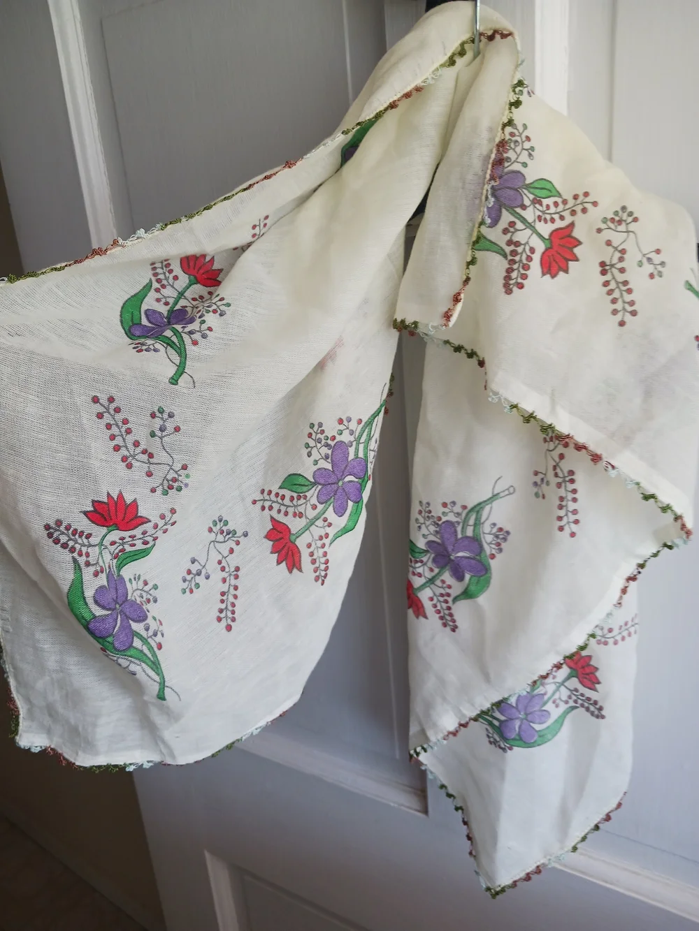 Turkish Oya Style Scarf Vintage Hijab Headscarf Bandana Simple Floral Design